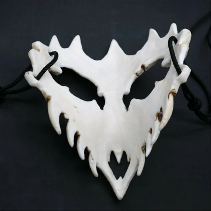 Маски японского дракона, Бог, смоляная маска для косплея, белый череп, страшная полумаска для лица, белый череп, страшная полуполная маска для лица, креативные маски