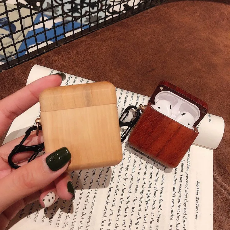 

For Airpod Case Cover Protective Wireless Bluetooth Headset Box Charging Bag Wood Earphone Cover For Airpods iPhone
