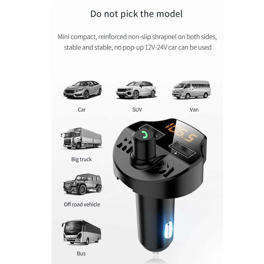 Автомобильный комплект громкой связи Bluetooth 5,0 беспроводной fm-передатчик напряжение батареи ЖК-дисплей Авто mp3-плеер USB зарядное устройство