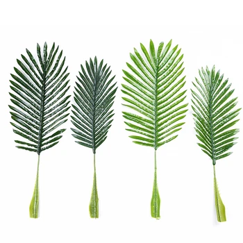 

10Pcs/lot Artificial fake Plastic Coconut tree Leaves green plant Fake Palm Leaf for scenery flore wedding decoration flower