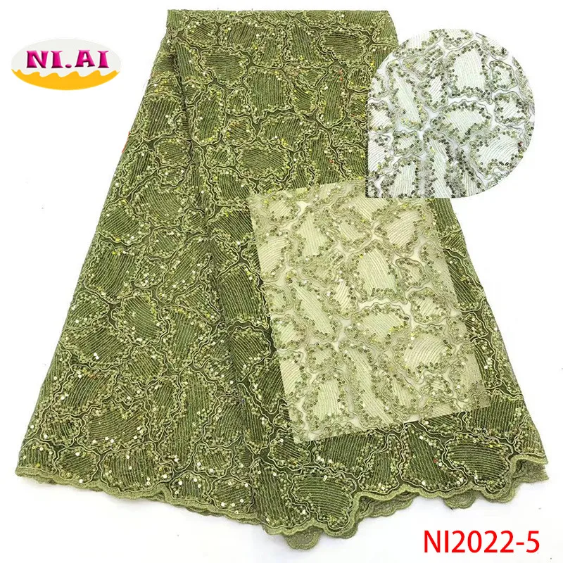 

African Lace Fabric With Sequins, Tulle Lace Fabric, New Pattern Lace Dresses Fabric Ni2022