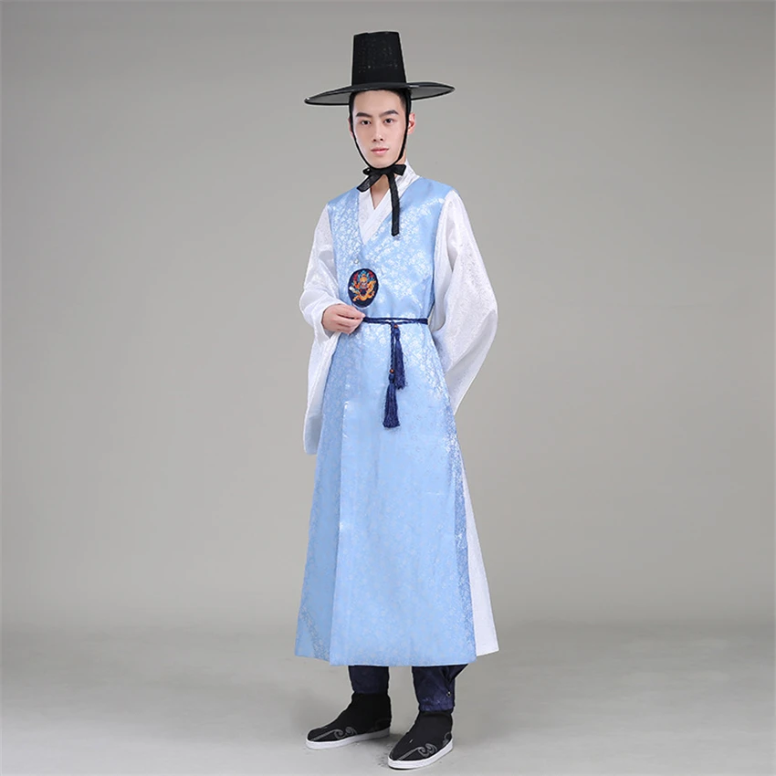 Korean Hanbok Orthodox Traditional Korean Style Wedding Costume Satin Male Ethnic Clothing for Men Dance Costume Cosplay Kimono