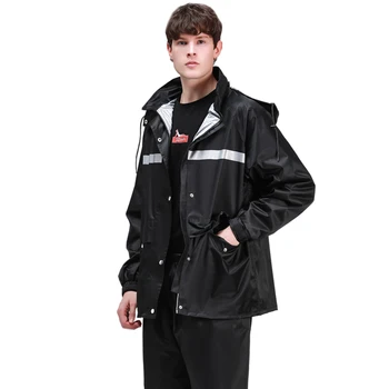 

Waterproof Men Raincoat Motorcycle Reflective Hooded Outdoor Hooded Raincoat Men Black Hiking Regenponcho Rain Gear JJ60RC