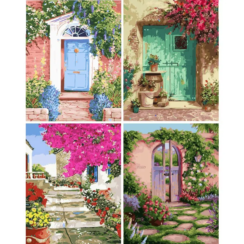 Gatyztory Frame Diy Painting By Numbers Greenhouse Acrylic Canvas