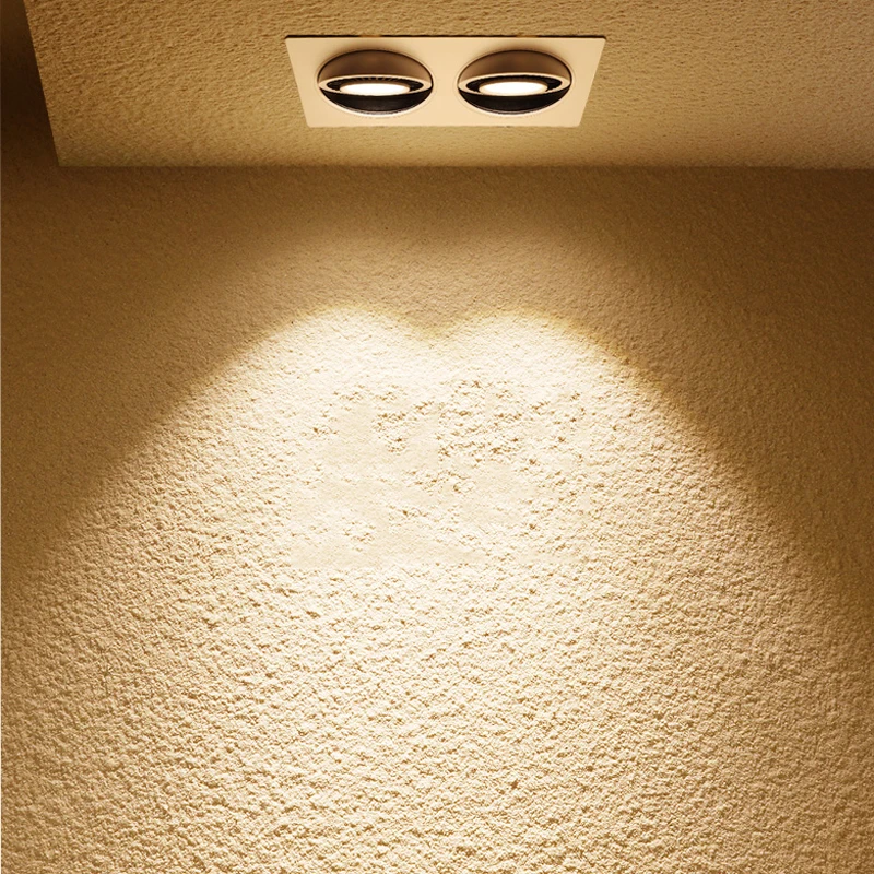 QLTEG 디밍이 가능한 더블 헤드 조명 LED 천장 스팟 램프 내장형 각진 LED 통 10W 14W 20W 직사각형 통 AC85-265V