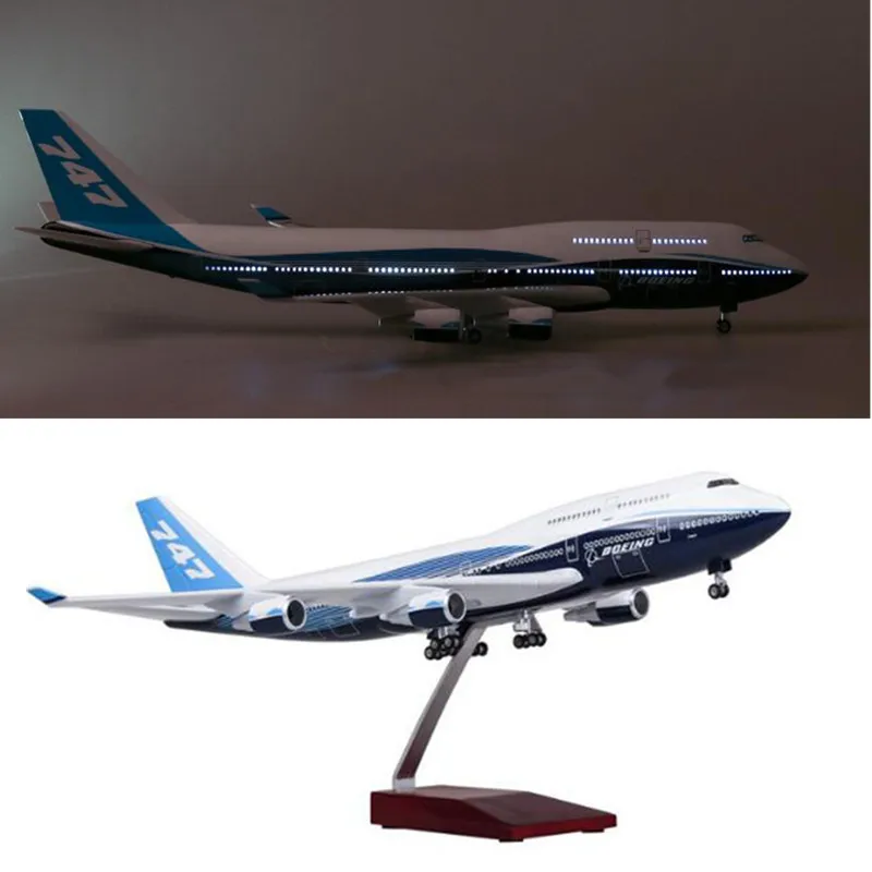 Коллекция литая под давлением пластиковая Смола 47 см 1:150 самолет Boeing B747 самолет Международная авиакомпания модель с светильник и колесом