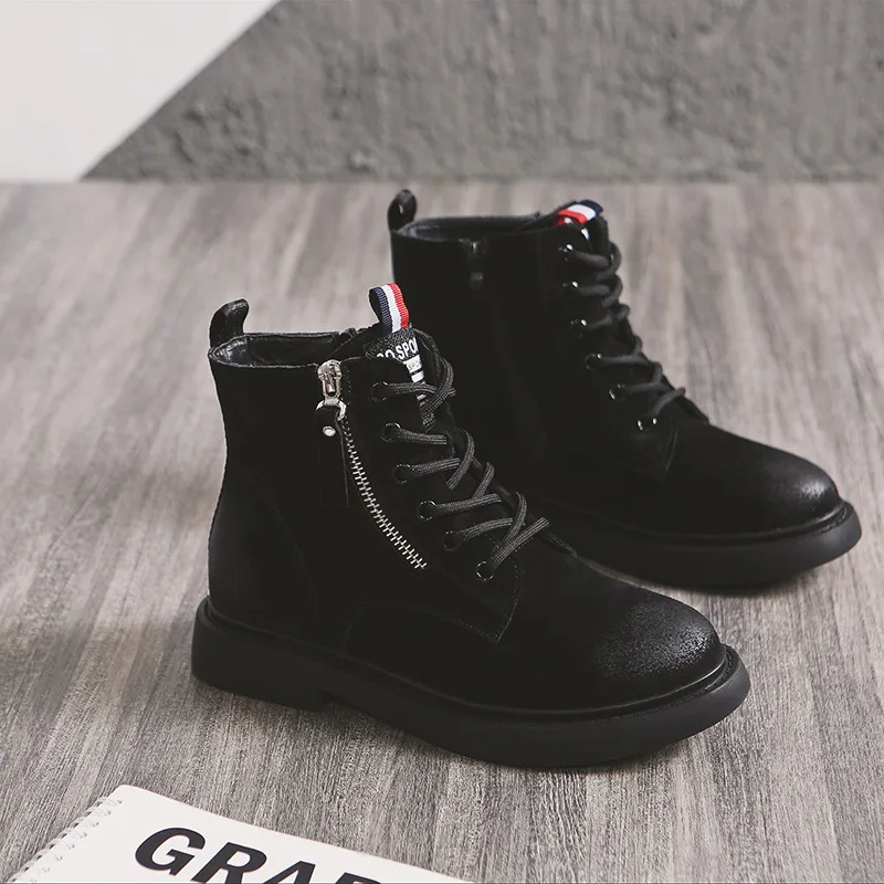 

New Style 2019 Autumn And Winter Martin Boots Women's Korean-style Dull Polish Leather Short Boots Fashion Tube Boots Lace-up Bo