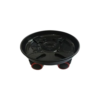 

Black Mobile Flower Pot Tray Thick Resin Plastic Round Moving Tray With Universal Wheel Roller Flower Pot Base Plate