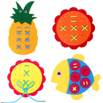 

Children's Handmade Toys Wear Sewing Button Game Boys Hand Eye Coordination Montessori Educational Toys Girls Toy BS84