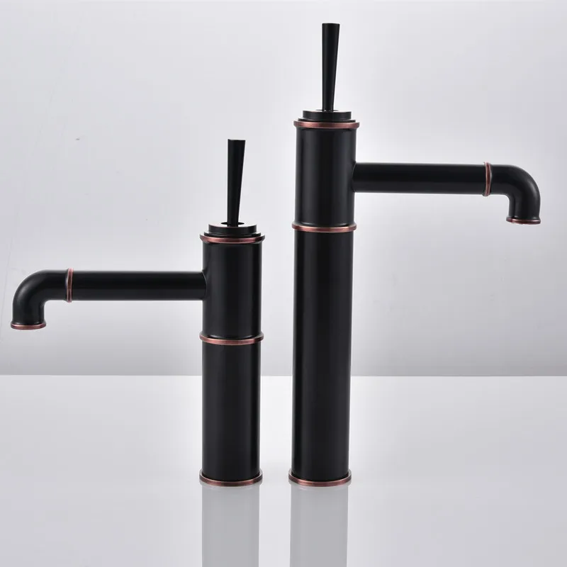 Oil black brass basin faucet hot and cold bathroom mixer single handle oil bronze black tap black basin crane mixer