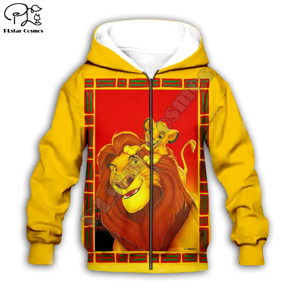 Simba толстовка с капюшоном и 3D-принтом «Король Лев» для маленьких детей, толстовки на молнии стильная толстовка с длинными рукавами и рисунком для мальчиков и девочек-13 лет