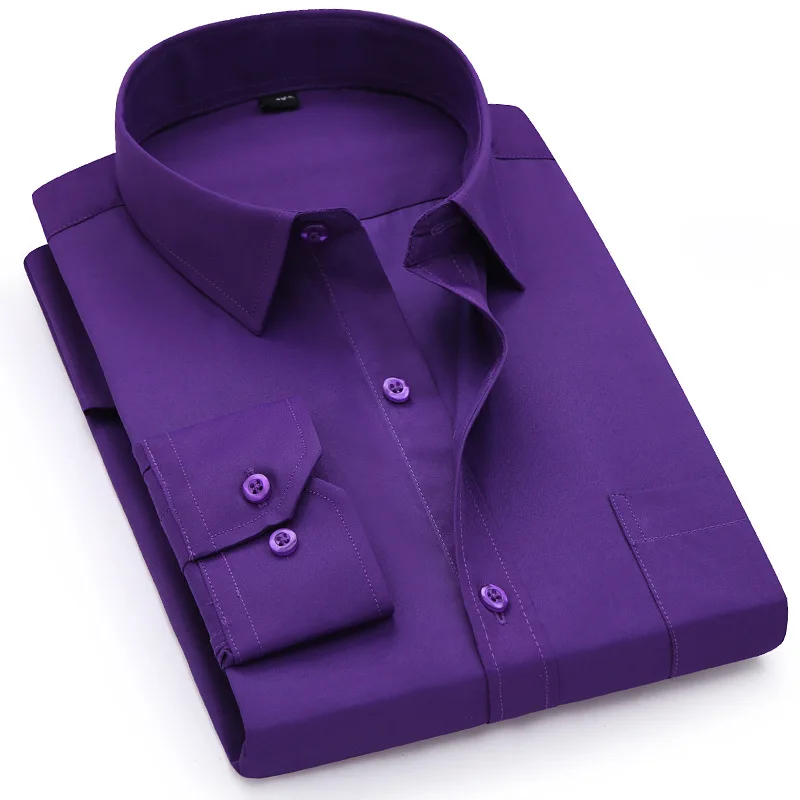 BS1211 Большие размеры 8XL 7XL 6XL 5XL 4XL, мужская деловая Повседневная рубашка с длинными рукавами, Классическая мужская рубашка в полоску фиолетового и синего цвета - Цвет: BS1211