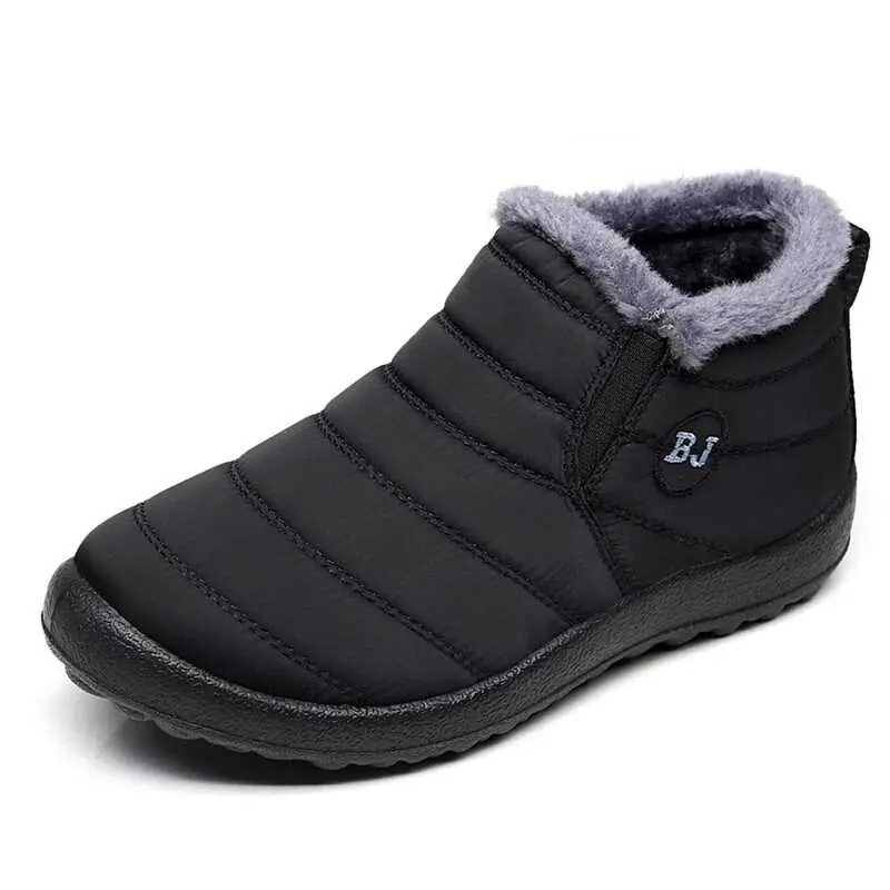 Зимняя обувь мужские Ботильоны г. Теплые меховые мужские зимние ботинки без шнуровки зимние ботинки однотонные Нескользящие ботинки мужская обувь zapatos de hombre - Цвет: Black