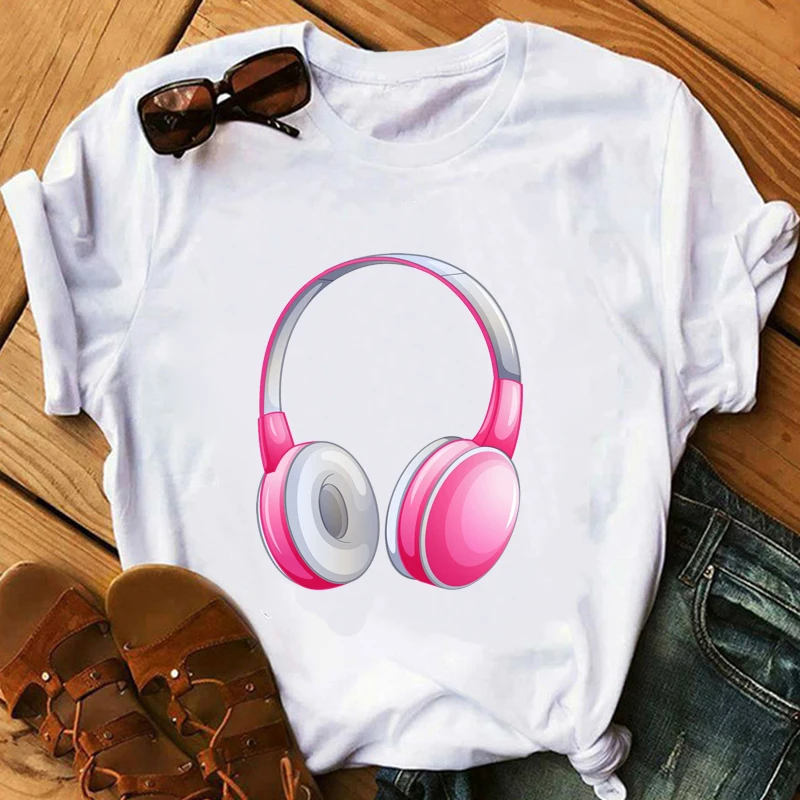 

cute t shirts punk music tshirt for headset cow print graphic tee tops goth t shirt tops women 2021 clothes fashion harajuku