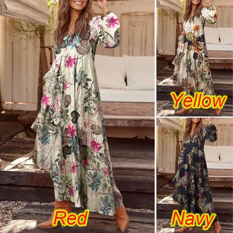 Autumn Long Sleeve Long Maxi Dress WomenPlaid Dress ZANZEA 2020 Casual Summer Sundress Loose Fashion Vestidos Party Robe