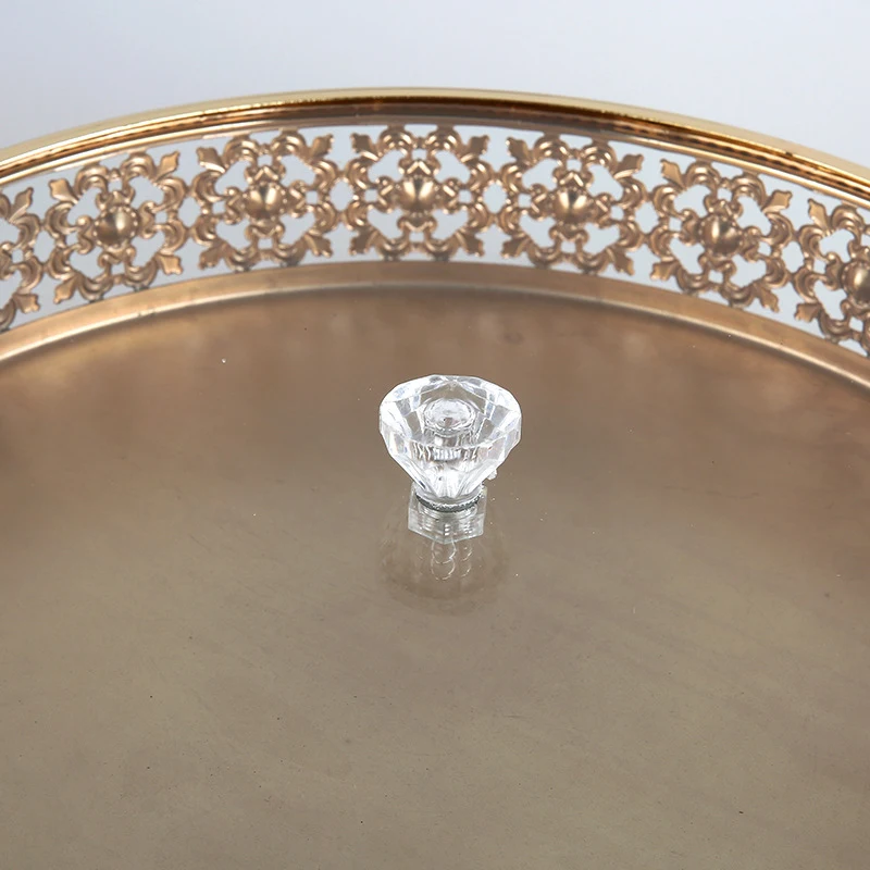Металлический поднос из арахисового золота диаметром 20 см, круглая десертная тарелка, украшение для свадьбы, Рождества, Хэллоуина, домашний поднос для хранения