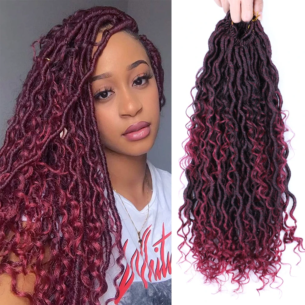 Synthetic Goddess Faux Locs Braids Crochet Braid Hair Bouncy River Locs