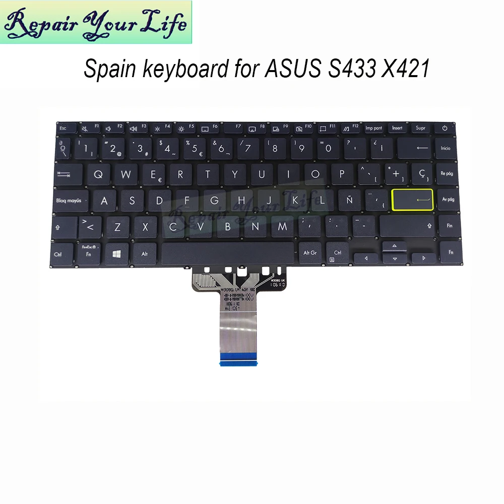 Teclado Portátil Espanhol para Asus Vivobook S14 S433 X421 M433 S433ea S433eq S433fl S433fa S433ja sp es 2820sp00
