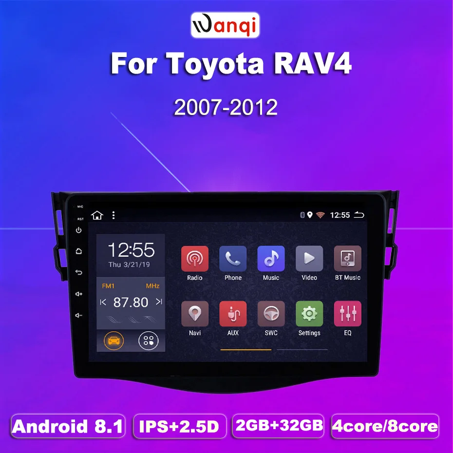 Автомобильный GPS-навигатор для Toyota RAV4 8 1-2007 2 Гб ОЗУ 32 ПЗУ 9 дюймов Android 2012 поддержка