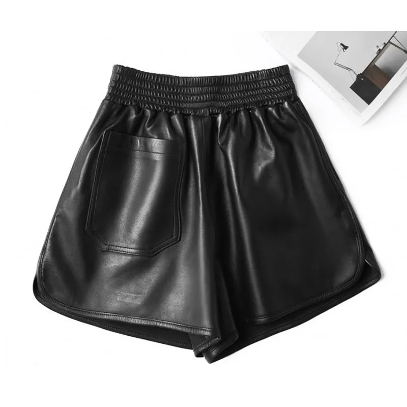 Шорты женские из натуральной овечьей кожи повседневные короткие штаны с