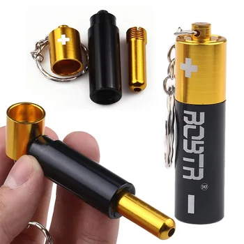 

Keychain Small Pipe Portable Metal Smoking Pipe Pendant Battery Appearance Tobacco Pipes For Smoking Weed Herb Men's Gift