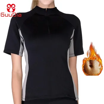 

GUUDIA Women Sweat Weight Loss Zipper Shaping Neoprene Sweatshirt Sport Workout Shirt Training Sleeve Fat Burner Top Body Shaper