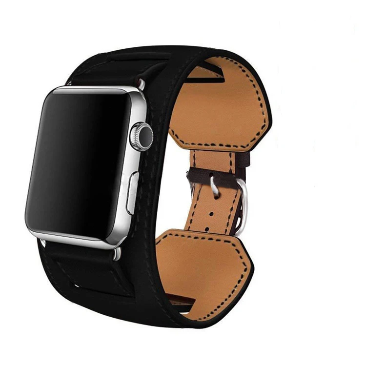 Наручный ремень для Apple Watch, ремешок-манжета, кожаный ремешок, 42 мм, 38 мм, 40 мм, 44 мм, браслет для iWatch, ремешок серии 5, 4, 3, 2, 1 - Цвет ремешка: Black 4
