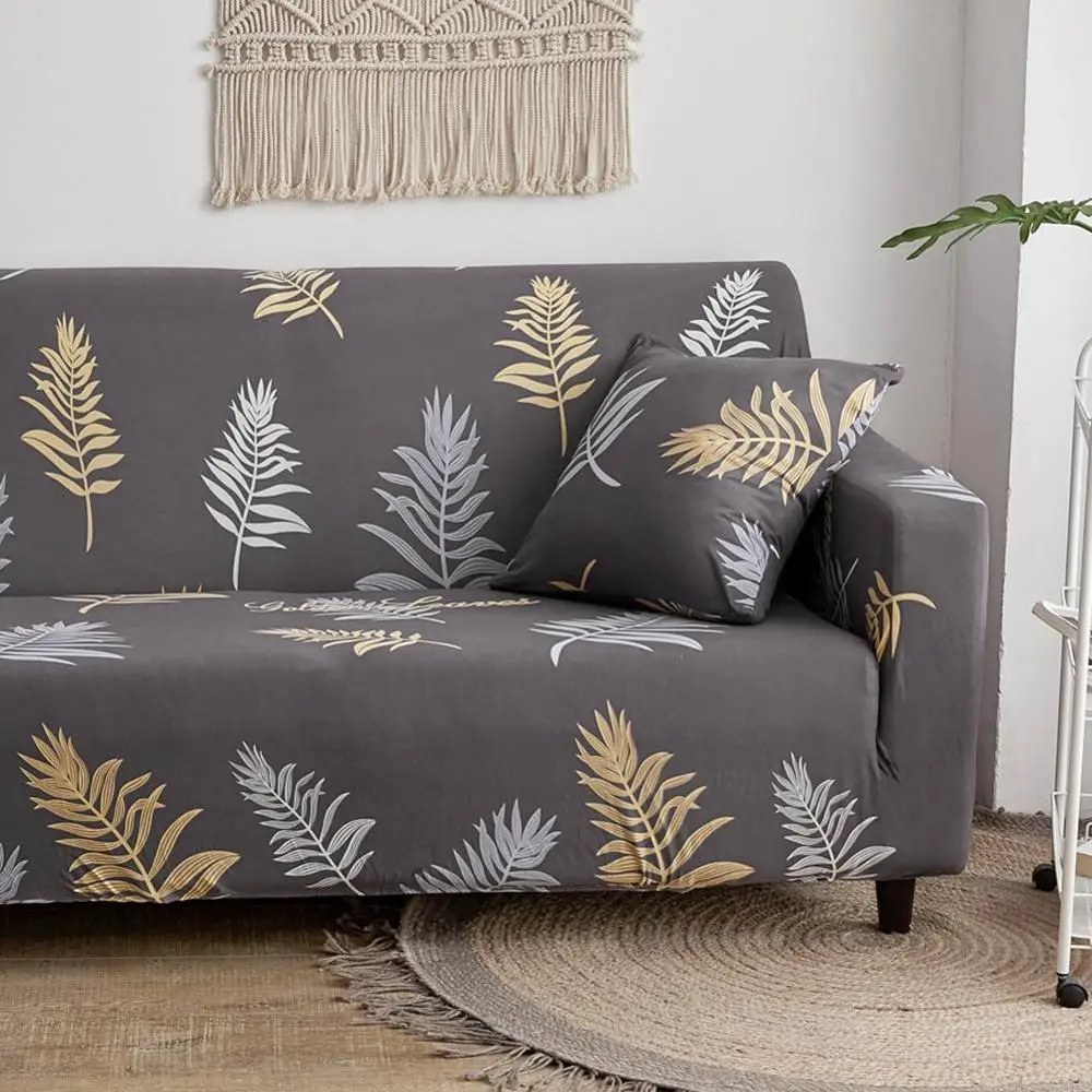 Чехол с принтом листьев(L Секционный или Loveseat или Coner) чехол для дивана все включено чехол для дивана плотная эластичная пленка