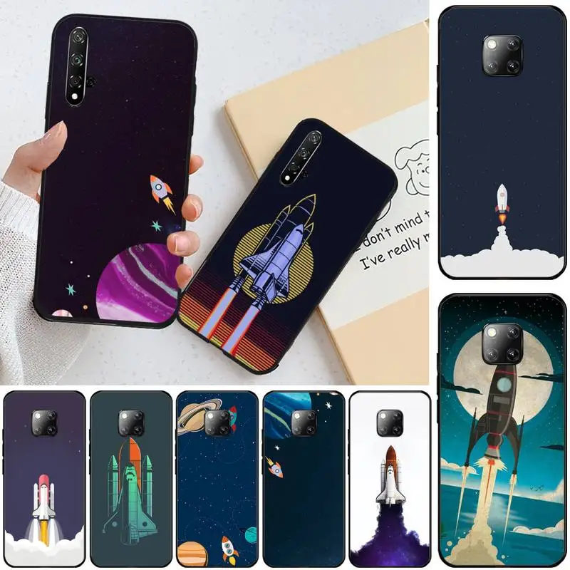 

ByLoving outer space rocket DIY Painted Bling Phone Case For Honor 20 20lite view20 7C 8C 7A 8A 10i 20i PLAY 9X Pro