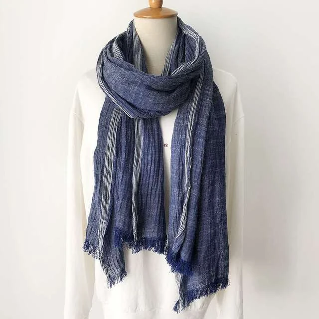 Bufandas largas de algodón para hombres, bufanda de tela vaquera de Color azul sólido, de invierno, a la moda, para mantener el scarfscarf fashion AliExpress
