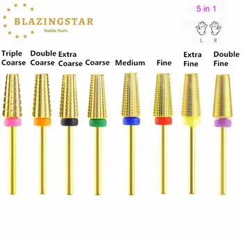 

5 IN 1 Carbide Nail Drill Bits With Cut 3/32" Two-Way Carbide Bit Drill (Fastest Remove Acrylics or Gels) Cutter For Manicure