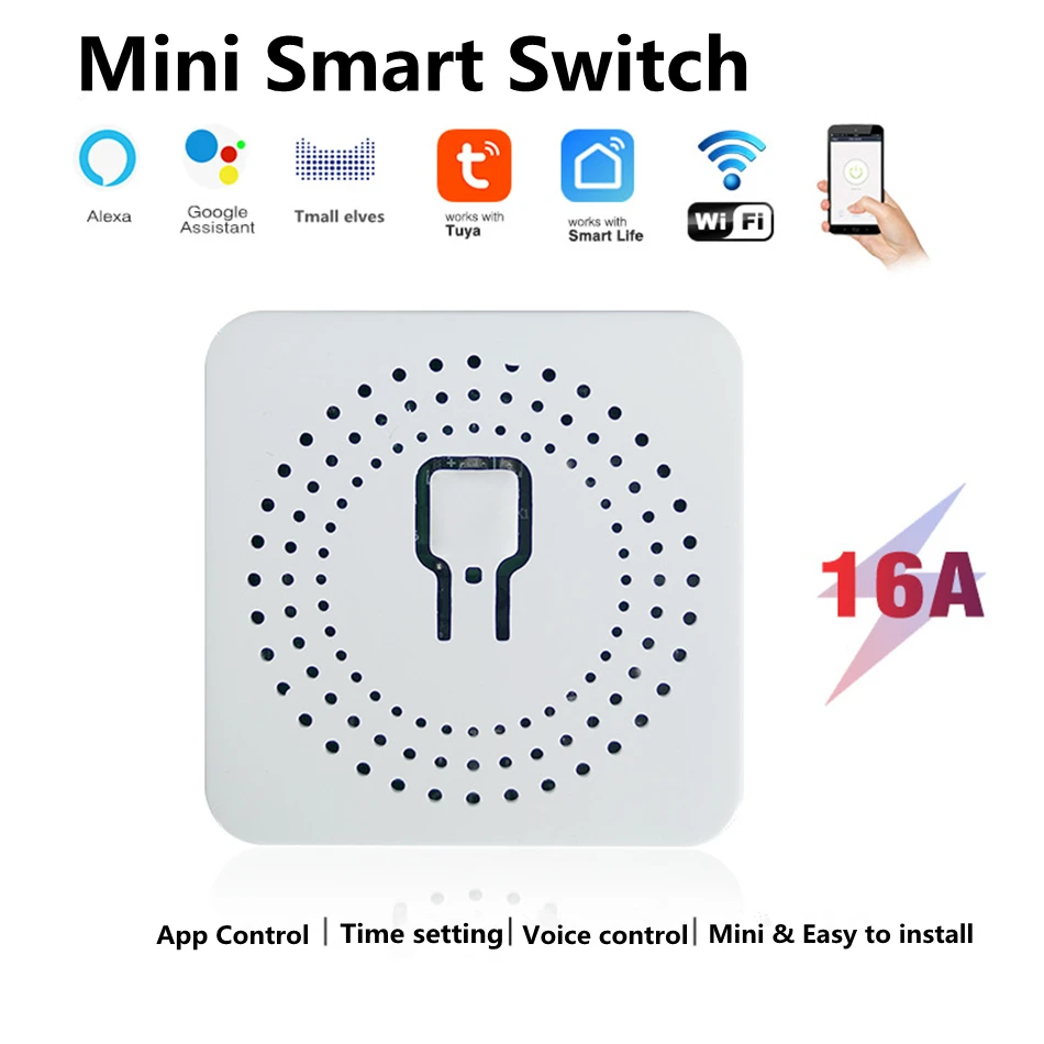 16A Mini commutateur intelligent Wifi bricolage prend en charge le contrôle à 2 voies, le Module domotique intelligent fonctionne avec l'application Alexa Google Home vie intelligente
