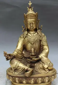

12" Tibet Buddhism Bronze Seat Lotus Guru Padmasambhava Rinpoche Buddha Statue