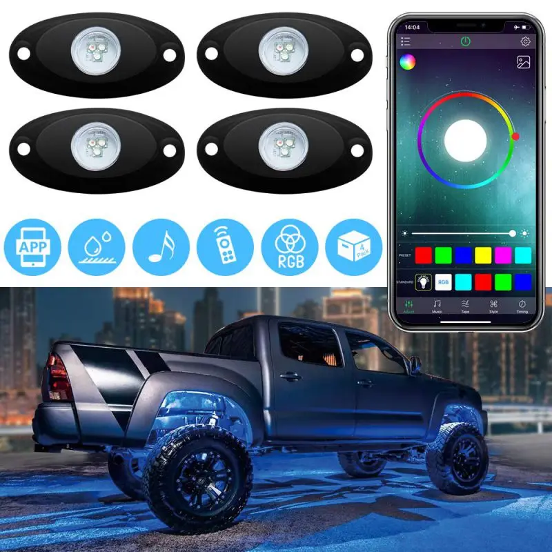 

RGB LED Light Kits with Bluetooth & Cell Phone Control Color Grad Multicolor Neon Lights Timing Function Music Mode Light Kit