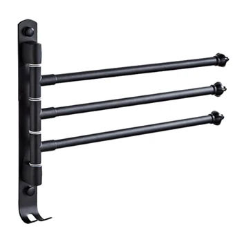 

Swivel Towel Bar Space Aluminum 3 Arms Rotate Bathroom Towels Hanging Independent and Clean Piano Paint Technology