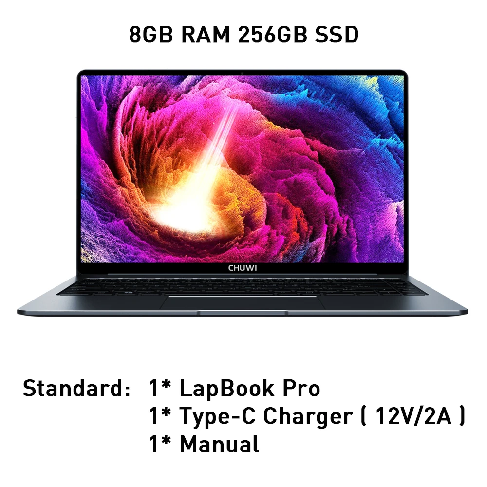 Standard CHUWI LapBook Pro 14,1 дюймов 1920*1080 Intel Gemini-Lake N4100 четырехъядерный 8 Гб 256 Гб Windows ноутбук клавиатура с подсветкой двухдиапазонный Wifi - Цвет: Standard