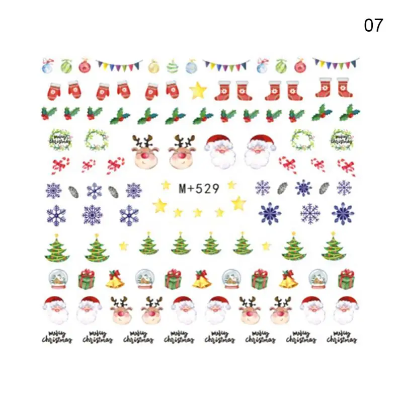 Pattern-07 1 шт. Рождество Хэллоуин дизайн ногтей Водные Наклейки Красочные смешанные узорами, дизайн ногтей переводные наклейки для ногтей украшения «сделай сам» - Цвет: Pattern-07