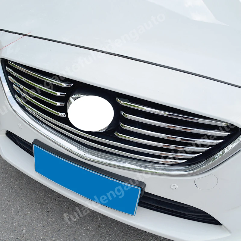 10 шт. для Mazda 6 Atenza- углеродное волокно ABS Хром Передняя Центральная решетка формовочная крышка отделка автомобиля аксессуары для укладки