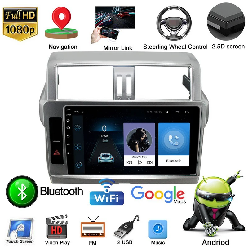 

Wifi 1+16G/2+32G 2din Android 9.1 Car Multimedia Player for Toyota Prado 2014-2017 Navigation 10" Touch Screen Auto Gps Camera
