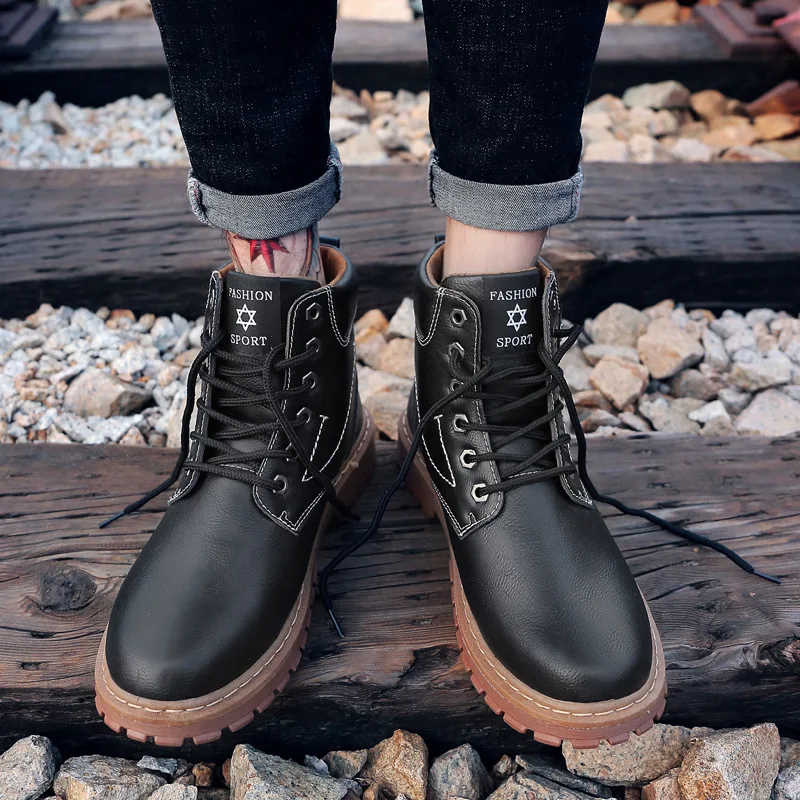 

Martin Boots MEN'S SHOES Men England Locomotive Leather Boot zhong gao bang Combat Boots Workwear Ankle Boots MEN'S SHOES