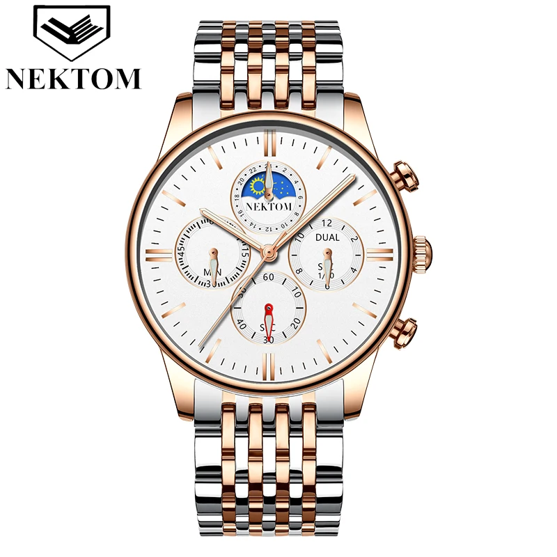 NEKTOM2020 Luxury Business Casual Men's Watch Fashion Trend Party Dress Up Waterproof Steel Belt Quartz Chronograph NEKTOM2020 Luxury Business Casual Men's Watch Fashion Trend Party Dress Up Waterproof Steel Belt Quartz Chronograph