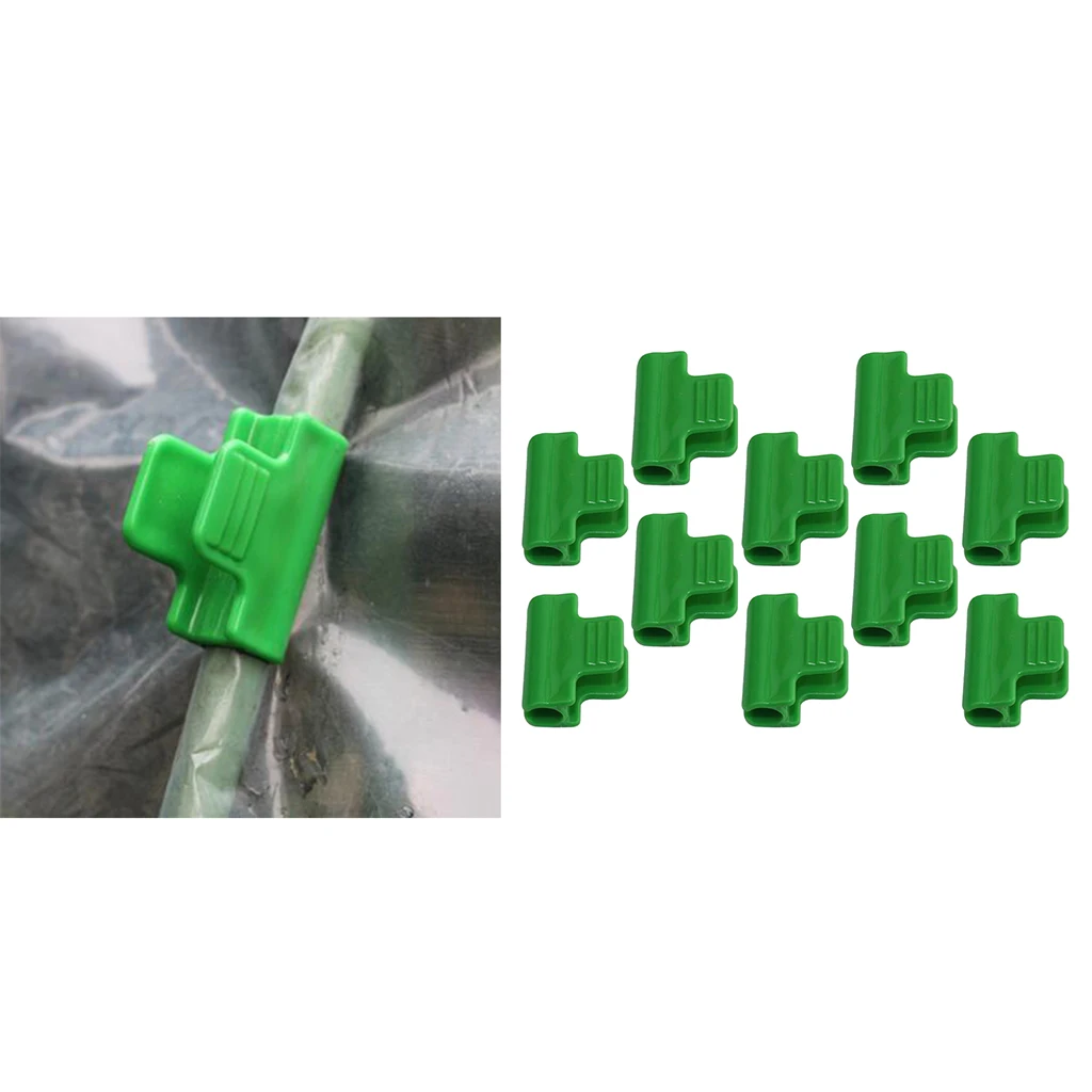 10Pcs Snap Pipe Clamps for Greenhouse Plastic Clamps Greenhouse Film Clips Garden Tool (Green)