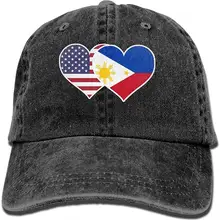 Американский Филиппины флаг сердце унисекс бейсболка хлопок деним Регулируемая шляпа от солнца для мужчин или женщин