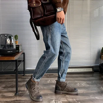

Autumn New Jeans Men's Slim Fashion Washed Solid Color Casual Jeans Pants Man Streetwear Wild Hip Hop Straight Denim Trousers
