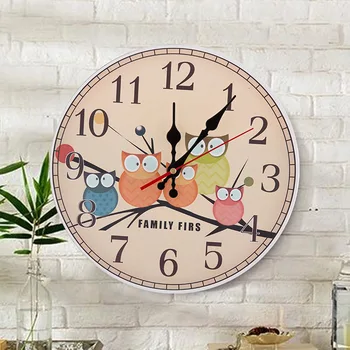 

12 Inch American Country Mute Wooden Clock Vintage Living Room Wall Clock London Rome Statue of Liberty Rural Style Wall Clock