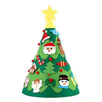 

Diy Felt Christmas Tree Snowman with Ornaments Fake Christmas Tree Kids Toys Christmas Party Decoration New Year