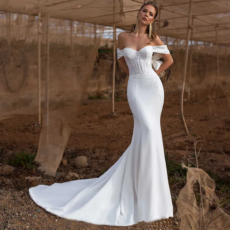 Купить свадебное платье русалки simllle атласное vestido de nueva с