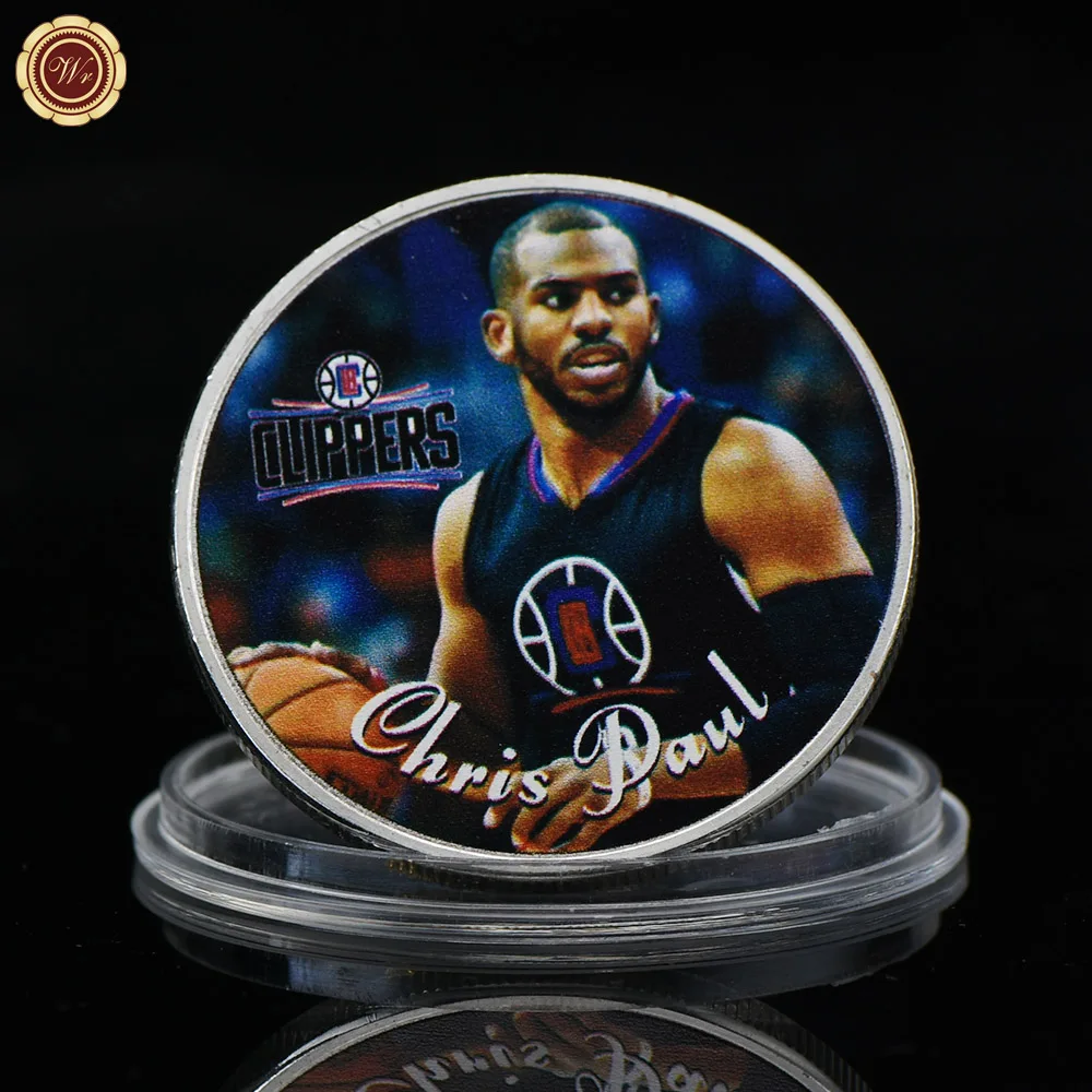 Chris Paul WR качество 999 Посеребренная баскетбольная серия монета домашний декор Кевин Дюрант баскетболист Challenge МОНЕТА для рождественских подарков - Цвет: Chris Paul