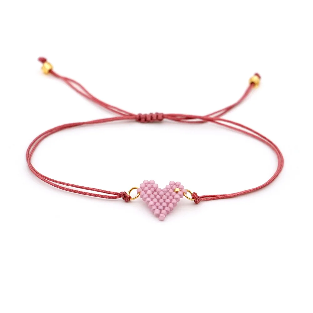Браслеты SHINUS BOHO с розовым сердцем для женщин MIYUKI браслет Insta модные ювелирные изделия любовь браслеты Bileklik пара подарок Прямая поставка