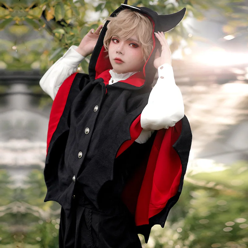 Костюм ужаса демона флисовое пончо Толстовка свитер Ouji Lolita Женское пальто на